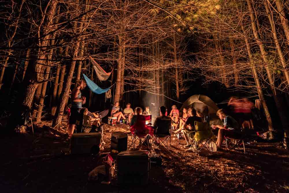 Night photo of Hammock camping in Tennessee
